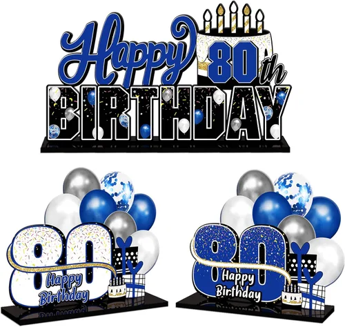 Miniatura 86 de LINGTEER Feliz 10º Cumpleaños Juego de Centros de Mesa de Acrílico Azul para Mesa - Brindemos por Diez Años Decoraciones de Regalo de Fiesta de 10º