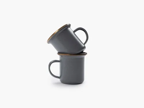 Miniatura 13 de Barebones Juego de 2 tazas de café esmaltadas de 16 onzas, taza de campamento con borde de acero inoxidable
