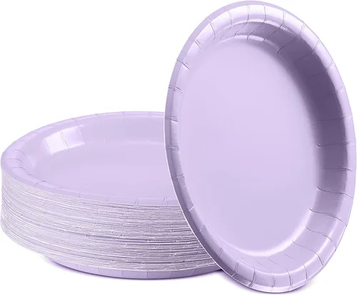 Amcrate Platos de papel desechables lavanda, platos de postre de papel de 7 pulgadas, plato desechable fuerte y resistente para fiestas, cenas,