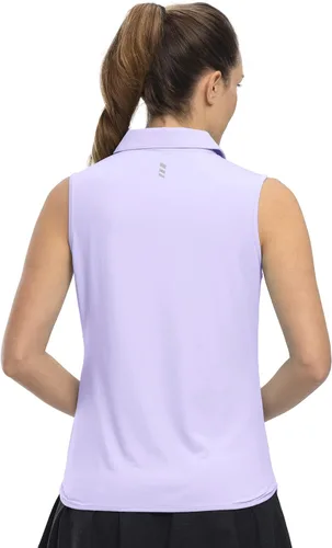 Miniatura 4 de YSENTO Camisas de golf sin mangas para mujer, cuello con cremallera de 14, de secado rápido, que absorben la humedad