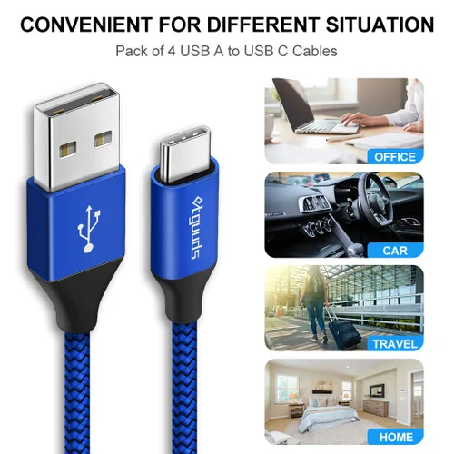 Miniatura 8 de etguuds Paquete de 5 cables USB A a USB C (3/3/6/6/10 pies), cable de carga rápida tipo C para iPhone 17 16 15 Pro Max Plus Air, Samsung Galaxy S25