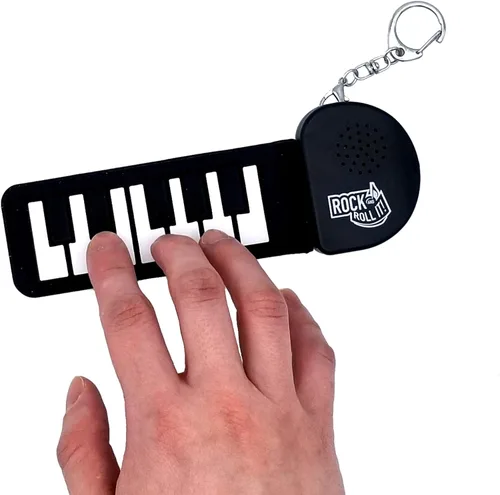 Rock and Roll It - Micro Piano. Llavero de piano de trabajo real y jugable. Cuélgalo en una mochila y juega en cualquier lugar. Alfombrilla de piano
