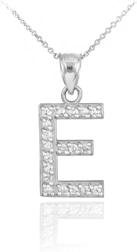 Miniatura 16 de Claddagh Gold . Collar con colgante de letra inicial de plata de ley 925 con circonita cúbica - Elección de tamaños