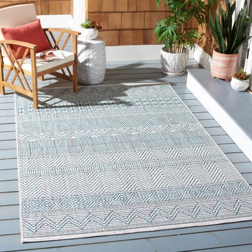 Miniatura 70 de SAFAVIEH Alfombra lavable para exteriores, colección Courtyard de 2.3 x 16 pies, color negro y gris, no desprende pelusa y de fácil limpieza, ideal