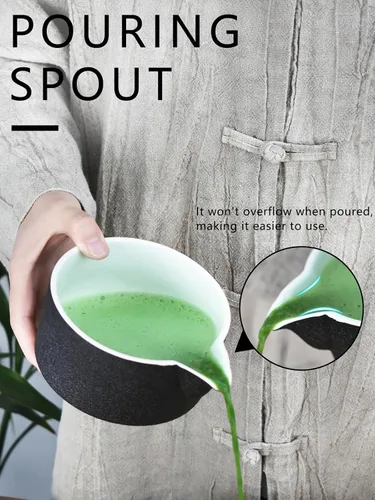 Miniatura 3 de Juego de herramientas de matcha Artcome Premium en negro, incluye tazón de matcha con asa, batidor, soporte, cuchara y manual