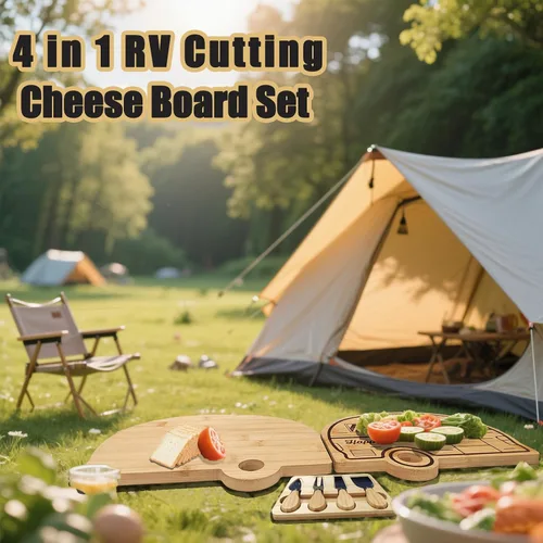 Miniatura 8 de Tablas de Charcutería Plegables para RV de Haigoo, Esenciales de Camping para RV con Juego de Cuchillos para Queso, Accesorios para Camper de RV