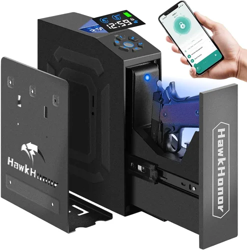 Miniatura 8 de Caja fuerte para pistola, funda de pistola, deslizante biométrico para pistola, para mesita de noche, caja fuerte para pistola para escritorio