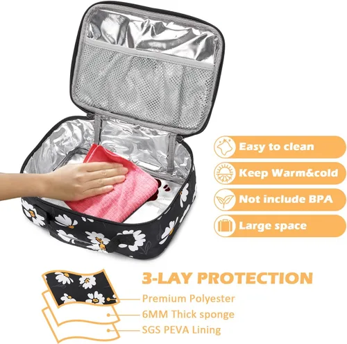 Miniatura 7 de Mochila escolar de 3 juegos, Pequeña margarita negra, Mediana, Mochilas Daypack