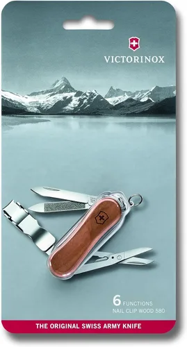 Miniatura 5 de Victorinox Nail Clip 580 Wood Swiss Army – Cuchillo de bolsillo pequeño con cortaúñas