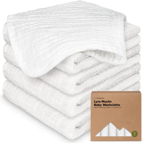 Miniatura 14 de Paquete de 5 paños de muselina para recién nacidos, 12 x 12 pulgadas, suaves y absorbentes, de muselina de algodón orgánico, para bebés, niñas
