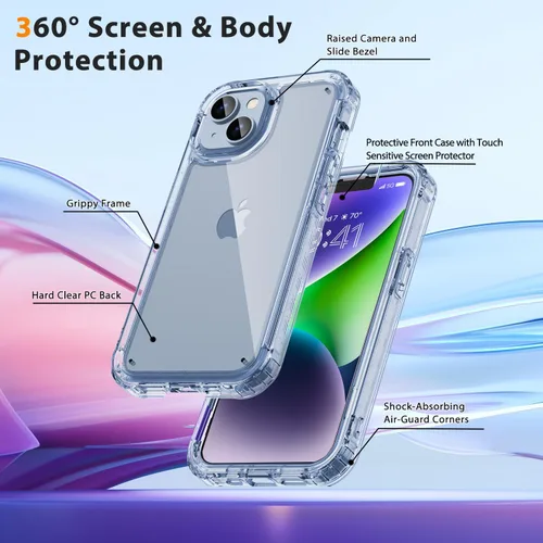 Miniatura 2 de Lifedance - Funda diseñada para iPhone 14/13, funda protectora resistente de cuerpo completo con protector de pantalla integrado, protección contra