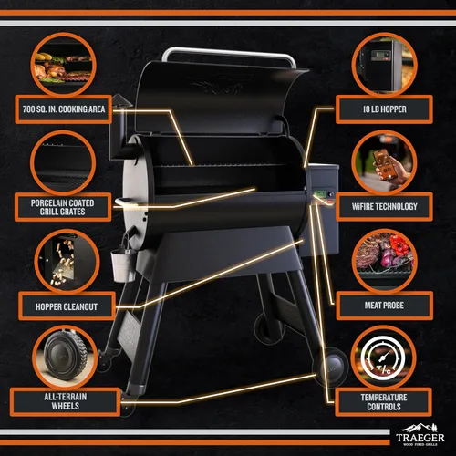 Miniatura 9 de Traeger Grills Pro 780 - Parrilla y ahumador de pellets de madera, combo de parrilla de pellets BBQ 6-en-1, ahumador eléctrico conectado a WiFi