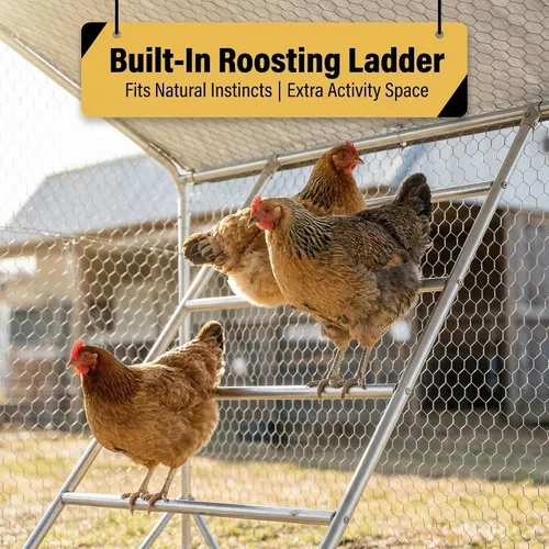 Miniatura 5 de Gallinero grande de metal para gallinero, corral para 40 pollos, jaula de aves de corral con cubierta impermeable para conejos, pato, corren