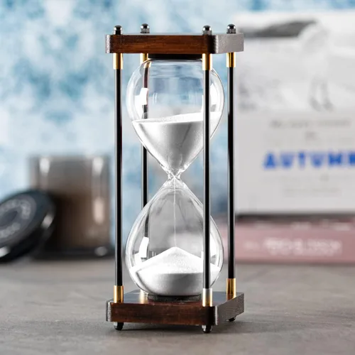 Miniatura 10 de Reloj de Arena Grande de 60 Minutos, Temporizador de Arena de Madera Decorativo con Arena Negra, Reloj de Arena de 1 Hora Negro arena