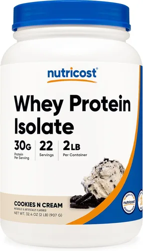 Nutricost - Proteína aislada de suero de leche, sabor galletas con crema, 2 libras