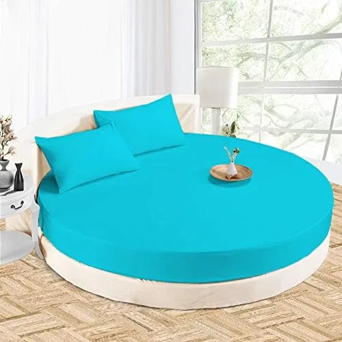 Miniatura 20 de Sábana bajera redonda 100% algodón de 800 hilos, 1 sábana bajera/inferior de 18 pulgadas de profundidad y 2 fundas de almohada, juego de sábanas