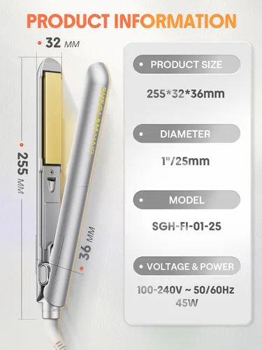 Miniatura 9 de SHEGLAM Plancha para el cabello, plancha plana de 1 pulgada y rizador con diente de peine, temperatura de memoria inteligente ajustable de 270 a 450