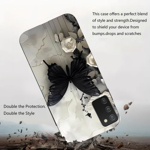 Miniatura 4 de Paquete de 2 fundas para Samsung Galaxy A03S a prueba de golpes, diseño delgado, antideslizante, funda para Galaxy A03S (negro)