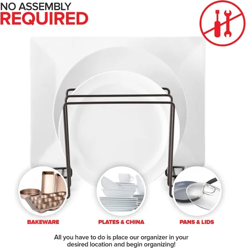 Miniatura 3 de Stock Your Home Organizador de gabinete de cocina, bronce (paquete de 2) soporte de acero para hornear con 4 ranuras para gabinete, organizador