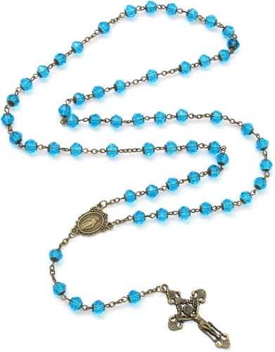 Miniatura 35 de KOMI Rosario de cuentas católicas para mujer, collar de cuentas de rosario con cruz de crucifijo, perlas de cristal, rosario, rosarios, católicos
