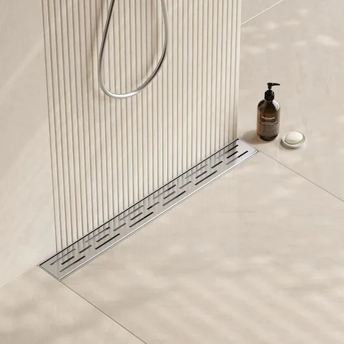 Neodrain - Drenaje lineal rectangular de 24 pulgadas con rejilla de patrón de ladrillo, desagüe de piso de acero inoxidable cepillado 304 para baño,