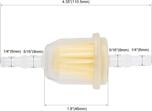 Miniatura 2 de Filtro de combustible en línea AM116304 25 050 22-S se adapta a la línea de combustible ID de 1/4 pulgadas 5/16 pulgadas para John Deer GY20709 X300