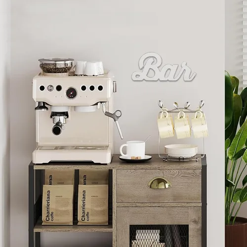 Miniatura 3 de Letreros rústicos de barra de café para la pared del bar del hogar de 9 pulgadas, decoraciones de barra blanca envejecida, cosas geniales de cueva