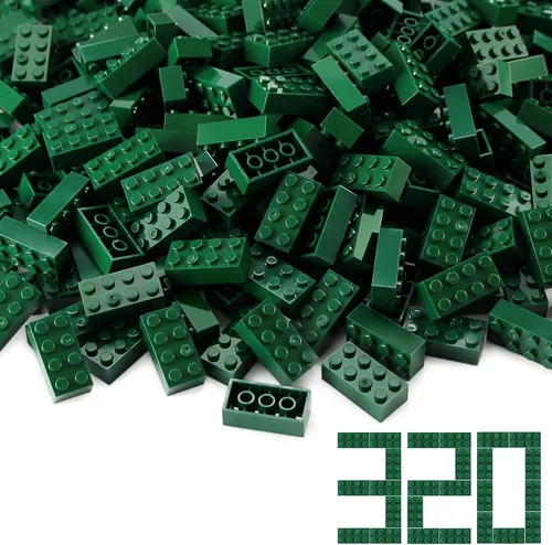 Miniatura 10 de Ladrillos de 2 x 4, lima, 320 piezas partes de color verde amarillento, kit de construcción clásico, conjunto de juego creativo, bloques de juguete
