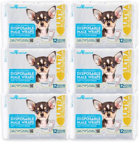 Miniatura 16 de Paw Inspired Envolturas para perros machos, pañales desechables para perros Bandas para el vientre para perros pequeños, medianos y grandes