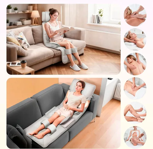 Miniatura 6 de Patinco Masajeador Shiatsu con calor de cuerpo completo para cuello, hombros, espalda, piernas, almohadilla de masaje de espalda portátil y plegable