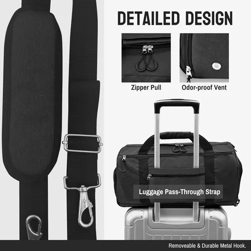 Miniatura 3 de Bolsa de lona para gimnasio para hombres y mujeres, resistente al agua, bolsa de viaje deportiva con compartimento ventilado para zapatos y bolsillo