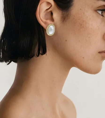Miniatura 2 de Aretes de perlas chapados en oro de 18 quilates para mujer, aretes de perlas blancas de moda, accesorios de joyería, regalos para ella