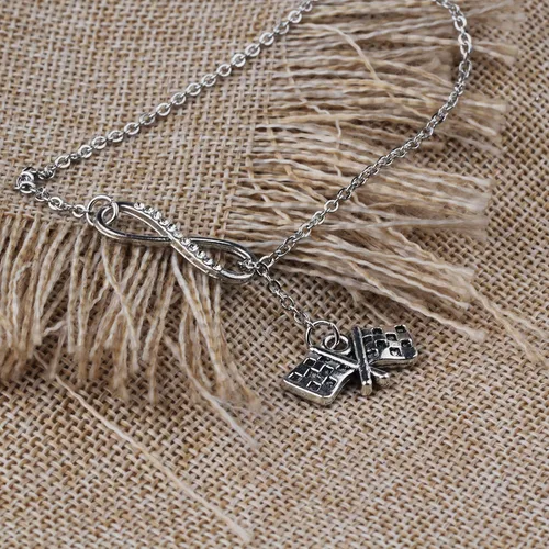 Miniatura 4 de Collar de banderas de carreras, collar con colgante de cadena en Y, regalo para carreras de coches y motocross, para aficionados a carreras