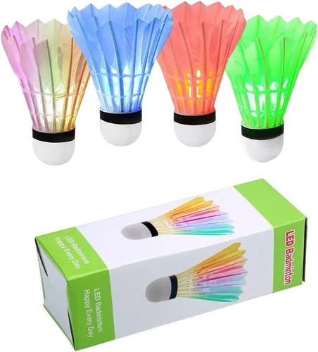 Miniatura 12 de Glow in The Dark Badminton Birdies,LED Badminton Shuttlecocks for Family Backyards Practice,4/5/6 PCS Nylon/Goose Feather Long Lasting Light Up