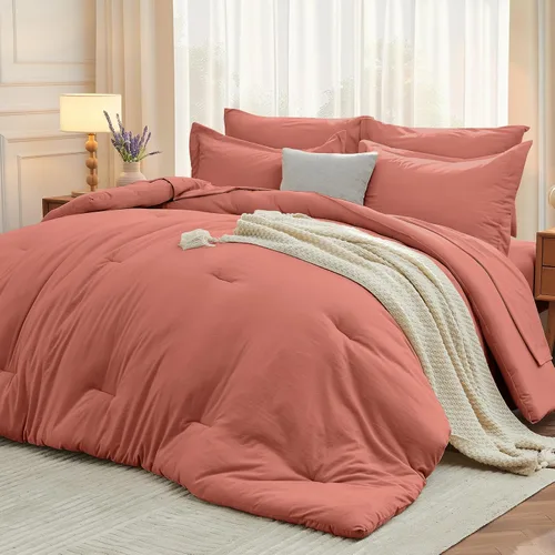 Miniatura 58 de MUXHOMO Juego de edredón de 5 piezas Twin XL, cama suave en una bolsa tamaño Twin XL, juego de ropa de cama para todas las estaciones con edredón
