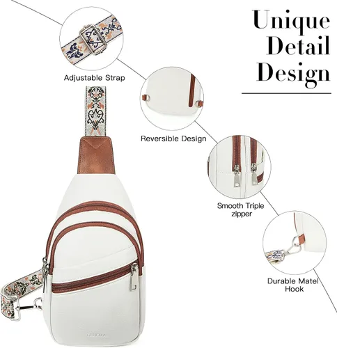 Miniatura 61 de Telena Bolso bandolera para mujer, bolso cruzado para mujer, cangurera de cuero vegano con correa ajustable