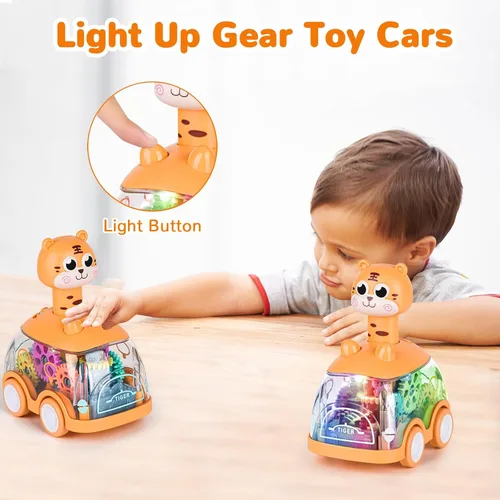 Miniatura 4 de ShinySong Coches de juguete para bebés, auto de prensa y marcha para niños pequeños, juguetes iluminados, regalos de cumpleaños para niños y niñas