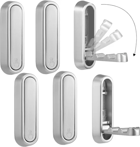 Miniatura 16 de Dntorx Ganchos plegables de pared, 2 piezas ganchos plegables negros para abrigos de alta resistencia, gancho plegable, ganchos para toallas