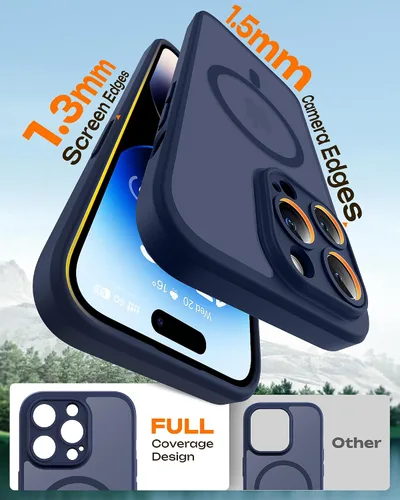 Miniatura 6 de TOCOL Funda magnética 3 en 1 para iPhone 14 Pro, mejorada [protección completa de cámara] con 2 protectores de pantalla, funda de grado militar Azul