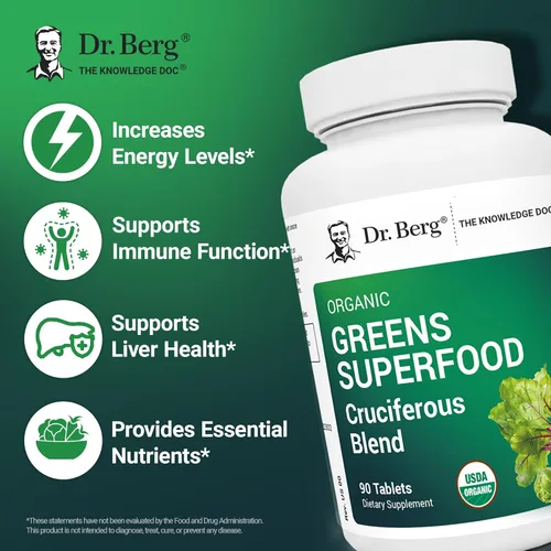 Miniatura 3 de Dr. Berg's Greens Superfood Tabletas de verduras crucíferas – Suplementos vegetales para adultos con 11 fitonutrientes súper verdes – Tabletas