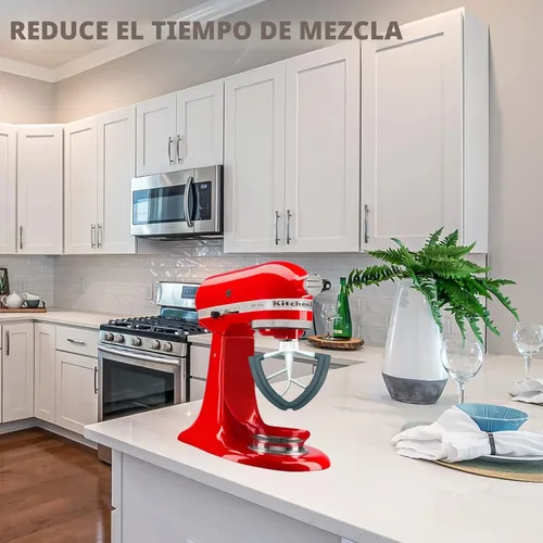 Miniatura 5 de Batidor de borde flexible para KitchenAid de 4.5/5 cuartos de galón con cabezal inclinable, accesorio para batidora KitchenAid, con bordes de Gris