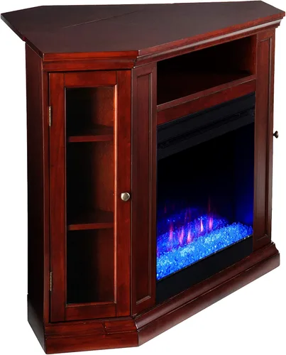 Miniatura 3 de SEI Furniture Claremont Chimenea de esquina eléctrica convertible que cambia de color, color cereza