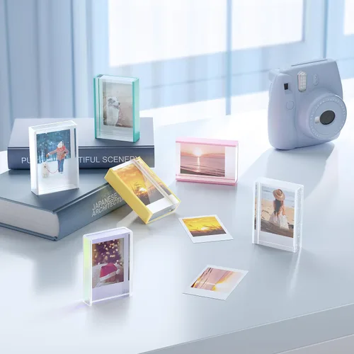 Miniatura 5 de Instax Mini marcos de fotos, 2 x 3 pulgadas, bonitos marcos acrílicos plateados con purpurina para película Fujifilm y Polaroid (paquete de 3)