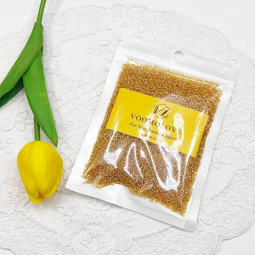 Miniatura 42 de Cuentas de semillas doradas transparentes de 4 mm al por mayor para hacer joyas, 110 gramos, aproximadamente 1600 piezas, cuentas de vidrio 6/0