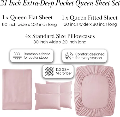 Miniatura 341 de Southshore Fine Living, Inc. Juego de 7 piezas de sábanas King divididas para cama ajustable, juego de sábanas King divididas con bolsillo de 21