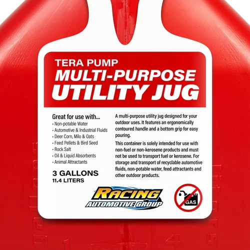Miniatura 4 de TERA PUMP Lata multiusos de 3 galones (rojo) con bomba de transferencia de líquidos alimentada por batería de parada automática - Manguera de 4.25