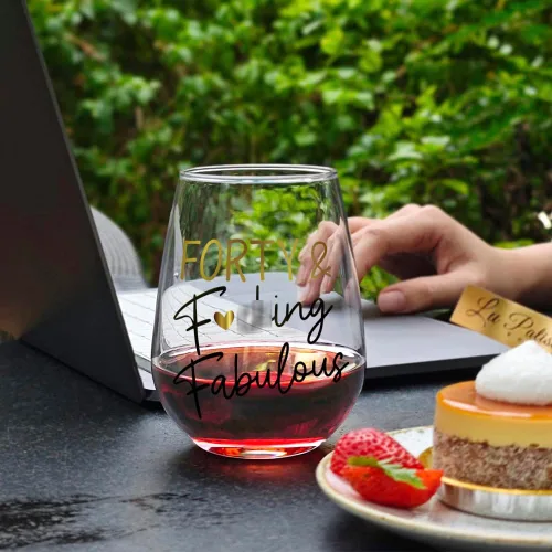 Miniatura 2 de Copas de vino de 40 cumpleaños para abuela, mamá, esposa, padres, mujeres, ella, regalos únicos de 40 años de parte de su esposo, niños, cuarenta
