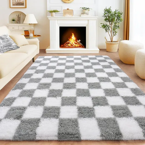 Miniatura 80 de Awaytail Alfombra Esponjosa Lavable 2x3 Pies, Pura Negra Alfombra para Silla de Escritorio Antideslizante, Alfombra Supersuave para Niños