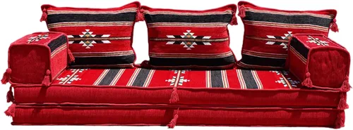 Miniatura 16 de Sofá de piso modular hecho a mano arabicsofa – Asiento oriental Majlis con cojines de respaldo
