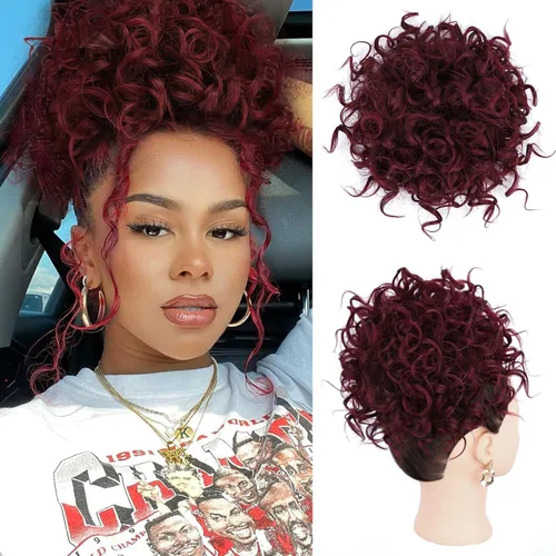 Miniatura 9 de Lommel Pieza de cabello desordenado, moño rizado, ondulado suelto, pieza de cabello con cordón elástico, moño desordenado, extensión de cola